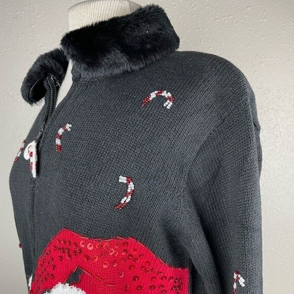 Tiara International Santa Claus Full Zip Christmas Sweater Vest Size S EUC - Picture 5 of 8